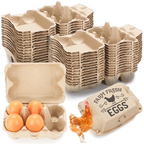 100 Pack Egg Cartons Bulk 6 Count Empty Paper Pulp Egg Cartons Half