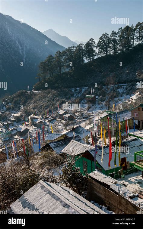 Early morning view over Lachen village in North Sikkim, India Stock Photo - Alamy