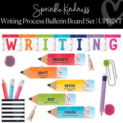 Writing Process Bulletin Board Set Rainbow Classroom Decor Schoolgirl Style