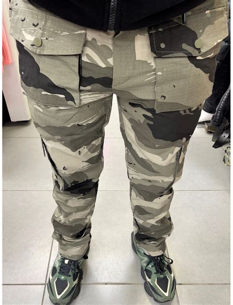 Bas Pantalon Cargo Camouflage Kaki A Poches John H