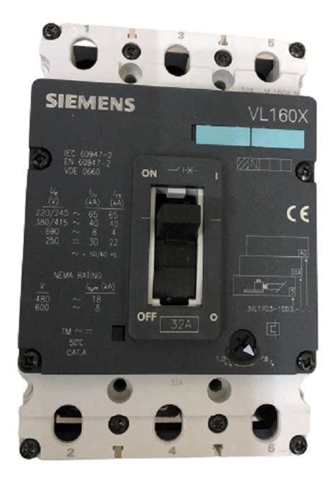 Disjuntor Caixa Moldada Tripolar De A Vl X Siemens