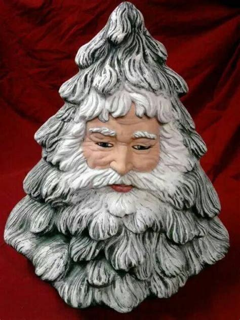 Ready To Paint Or Hand Painted Ceramic Bisque Santa Face Tree Etsy