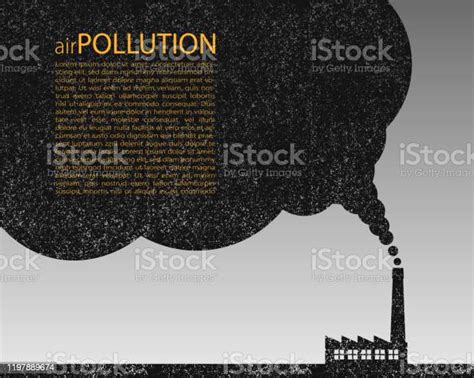 Air Pollution Grunge Background Template Industrial Chimney Smoke Cloud Template Toxic Co2