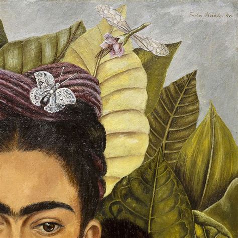 Zoom sur Autoportrait au collier d épines et colibri de Frida Kahlo