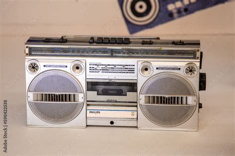 Philips 1980s Silver Radio Boom Box Retro Boombox Ghetto Blaster Outdated Portable Grey Radio