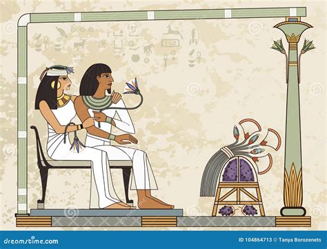 Ancient Egypt Banneregyptian Hieroglyph And Symbol Stock Vector