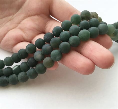 Green Moss Agate Matte Beads 8mm Beads Frosted Beads Green Etsy