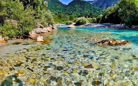 HD Wallpaper River Soca Bovec Slovenia Mountain River With Clear