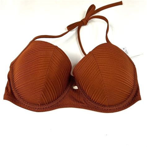 Shade Shore Swim New Shade Shore 34dd Light Lift Cabana Bikini Top Burnt Cinnamon Brown