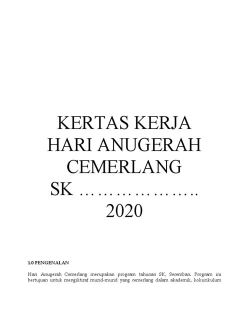 Kertas Kerja Hari Anugerah Tokoh Contoh Pdf