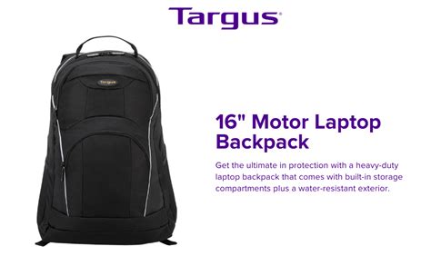 Targus 16” Motor Laptop Backpack Durable Water