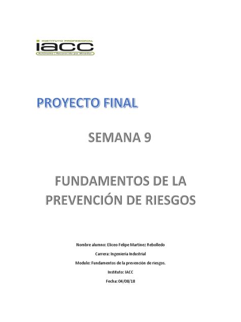 Proyecto Final Eliceo Felipe Martinez Rebolledo Semana 9 Iacc 2018