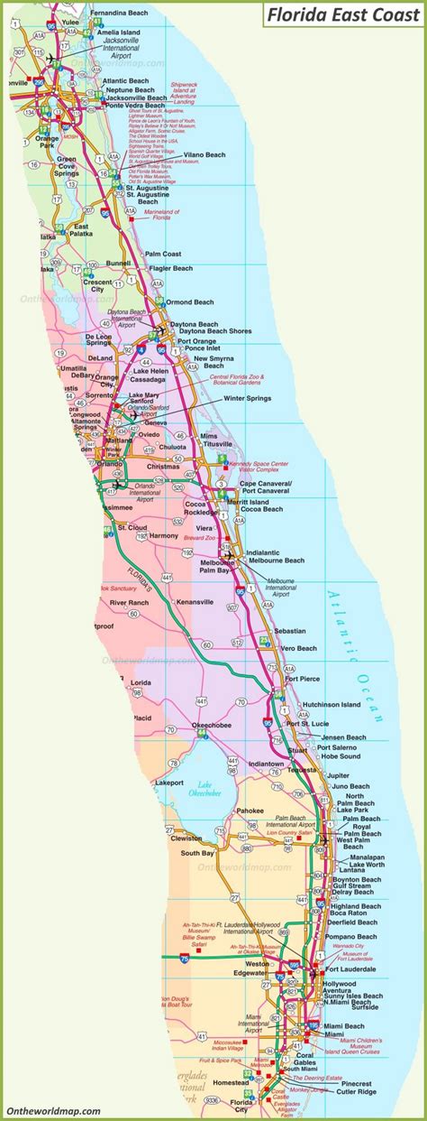 Florida East Coast Road Map | Images and Photos finder