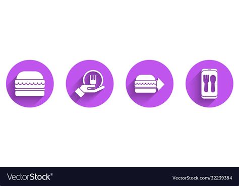 Set burger online ordering and delivery online Vector Image