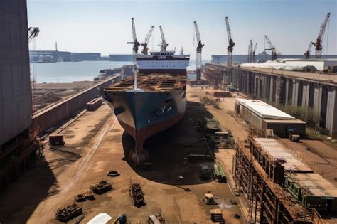 Astillero Con Vista De Un Barco Que Se Construye En Diques Secos Foto