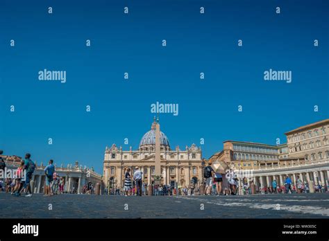 St. Peter's Basilica and the Egyptian Obelisk in St. Peter's Square in ...
