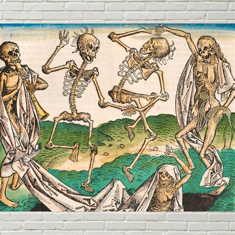 Medieval Skeleton Art The Skeleton Dance Michael Wolgemut Etsy