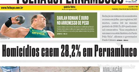 Capa Folha De Pernambuco Quinta De Agosto De