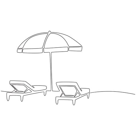 Premium Vector Beach Chairs And Umbrella Continuous Line Drawing