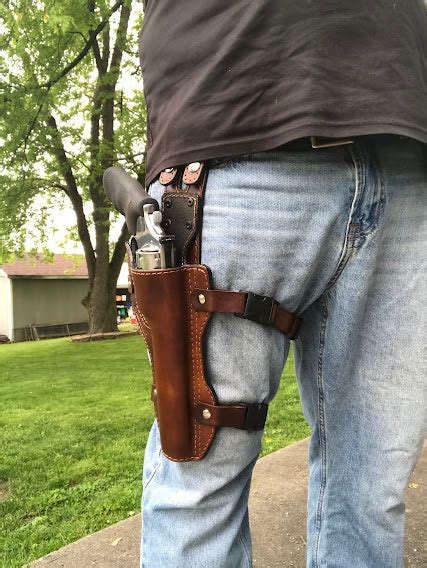 Drop Leg Holster Double Stitched Black Swamp Leather Company Llc