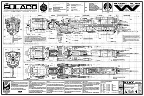 Sulaco blueprints from: www.hydride-ion.com | Sci fi spaceships, Blueprints, Spaceship design