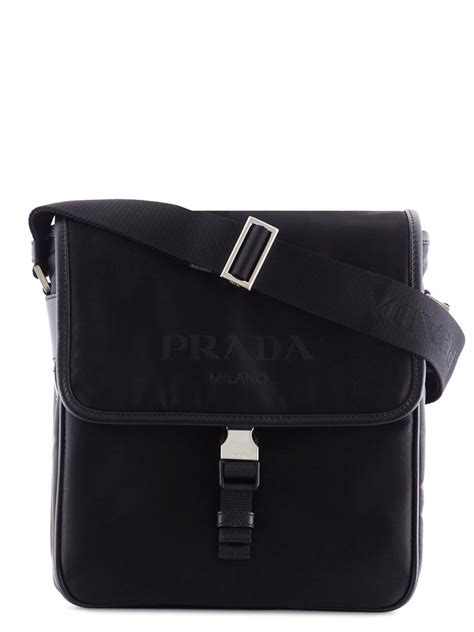 Prada Logo Nylon Crossbody Bag In Black For Men Lyst