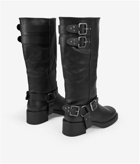 Botas Biker Negras Con Hebillas Met Licas Bosanova Black Friday