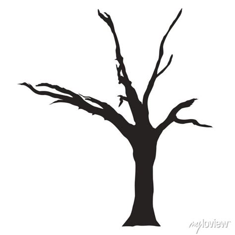 Naked Tree Silhouette On White Backgrounds Hand Drawn Isolated Wall