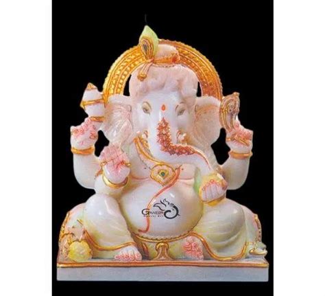 Multicolor Jaipur White Marble Lord Ganesha Statue At Rs In Jaipur