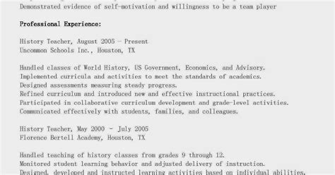 Resume Samples History Teacher Resume Sample
