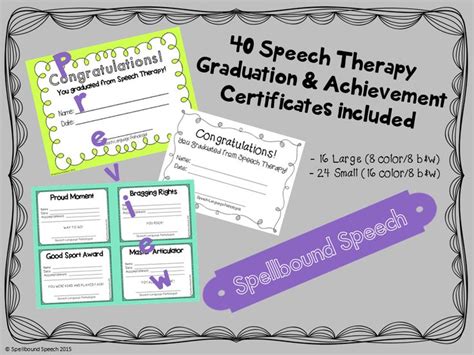 Speech Therapy Graduation And Achievement Certificates Speech Therapy Speech Therapy Resources