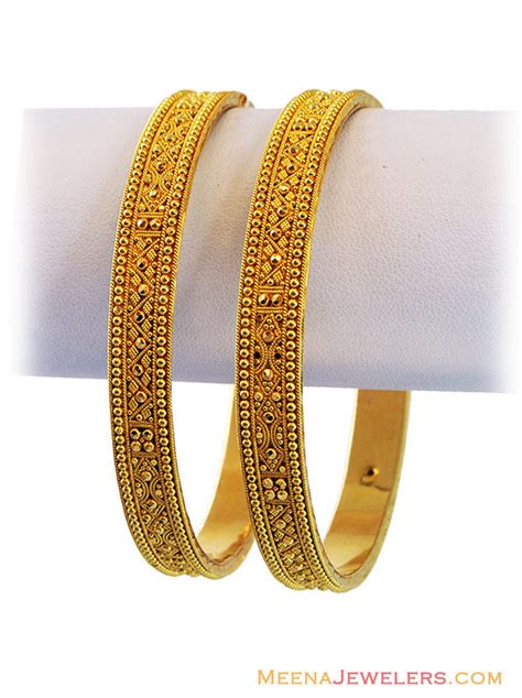 K Filigree Gold Bangles Pcs Bago K Indian Gold Fancy