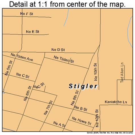 Stigler Oklahoma Street Map 4070250