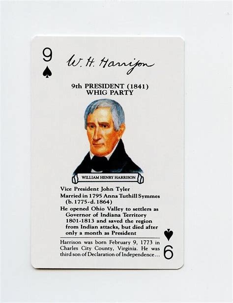 Tn27224 William Henry Harrison 9s President Info Trading Card Ebay