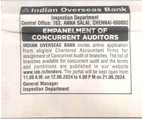 Empanelment Of Chartered Accountant Firms For Concurrent Audit Of