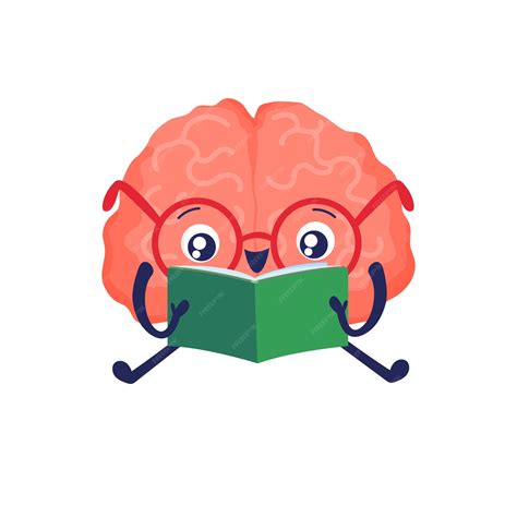 Cerebro Con Libro Inteligente Dibujos Animados Sano Lindo Cerebro