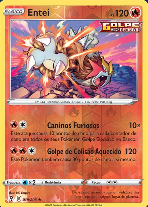 Entei 19 203 REV FOIL Carta Avulsa Pokemon Planeta Nerd Geek