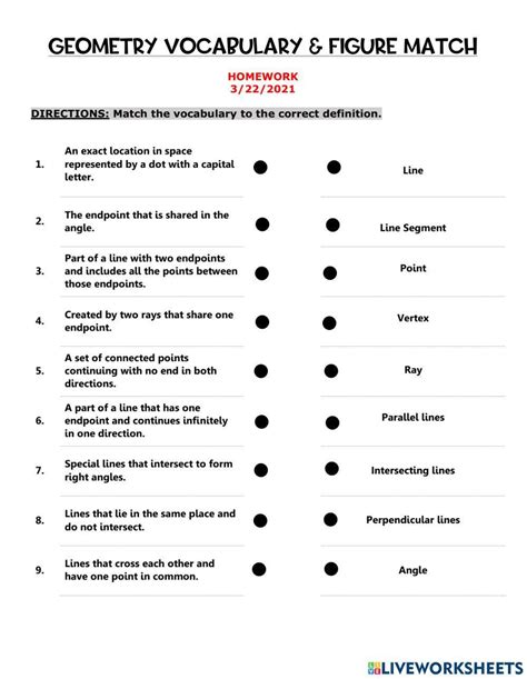 Geometry Vocabulary & Figures worksheet | Live Worksheets - Worksheets Library