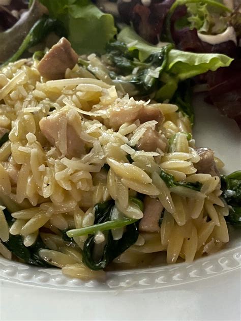 One Pan Creamy Orzo With Chicken And Spinach 1840 Farm