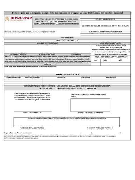 Formato Designacion Beneficiarios Svi Editable Pdf Seguro De Vida Póliza De Seguros