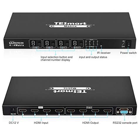 Tesmart Ultra Hd 4k Hdmi 4x4 Matrix Switcher 4 Ports Inputs And 4 Port