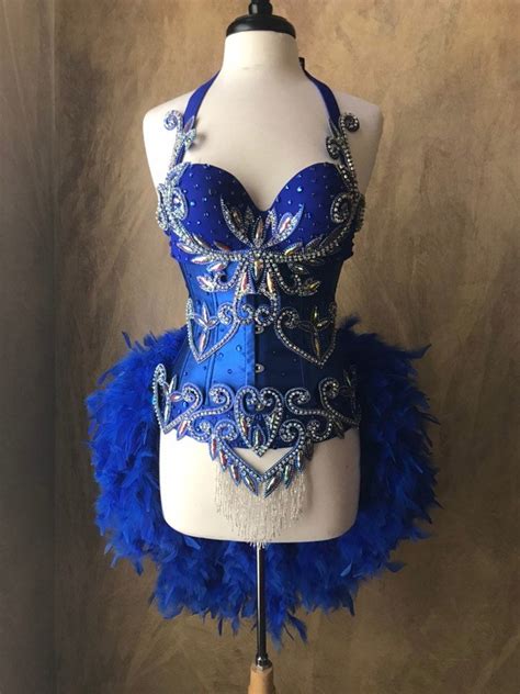 M Royal Blue Rhinestone And Beaded Showgirl Circus Burlesque Etsy Burlesque Outfit Burlesque