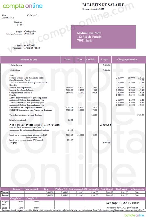 Bulletin De Paie 2022 Exemple Image To U