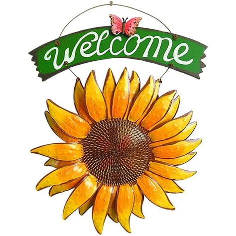 Metal Sunflower Welcome Sign Front Door Decor Hanging Welcome Sign