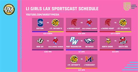 Varsity Media On Twitter Our Li Girls Lax Sportscast Schedule