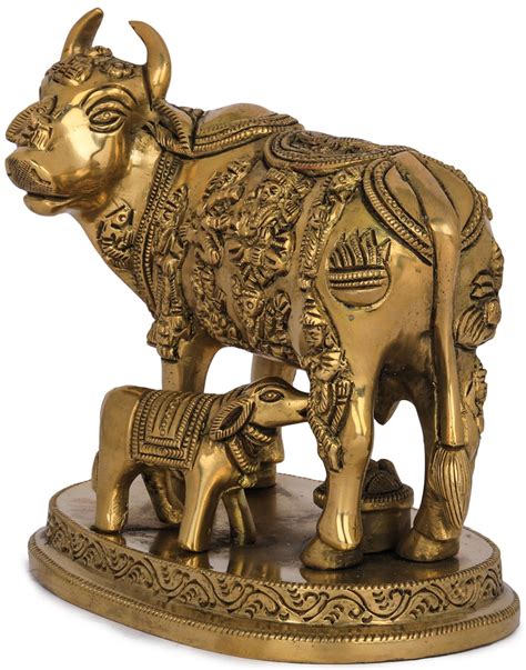 5" Cow and Calf In Brass | Handmade | Made In India | Exotic India Art