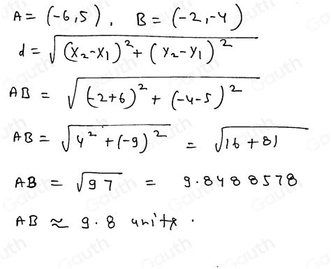 Solved Line Segment Ab Is Graphed On The Coordinate Plane Below What Is The Length Of Overline