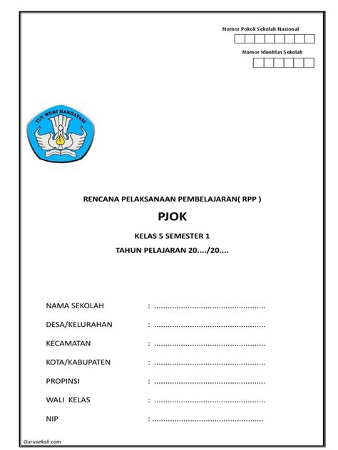 Rpp 1 Lembar Pjok Kelas 5 Semester 1 Gurusekali Com Bb Pdf