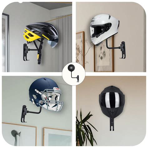 Helmet Wall Mountmotorcycle Helmet Rack Holder For Bike 180 Degree Rotation With 2 Hooks Helmet