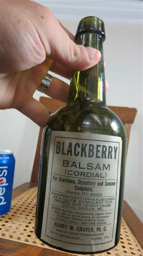 Extremely Rare Paper Label Dark Green Blackberry Balsam Harry W Gruver